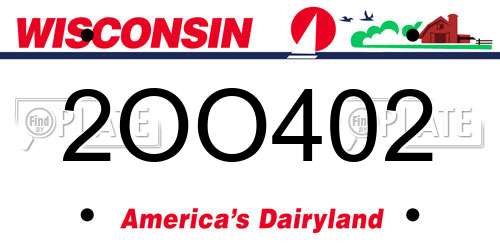 2OO402 Wisconsin License Plate