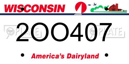 2OO407 Wisconsin License Plate