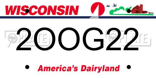 2OOG22 Wisconsin License Plate