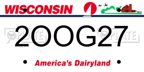 2OOG27 Wisconsin License Plate