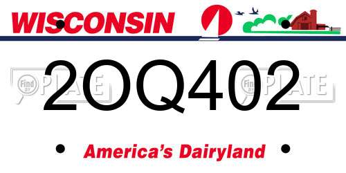 2OQ402 Wisconsin License Plate