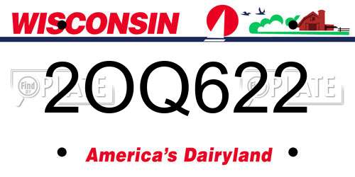 2OQ622 Wisconsin License Plate