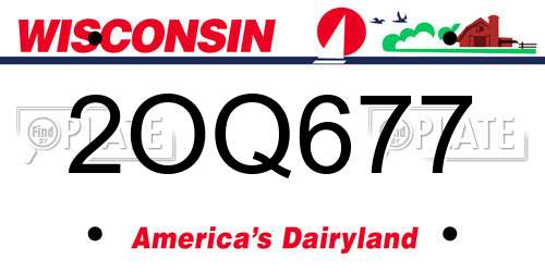 2OQ677 Wisconsin License Plate