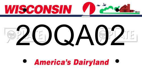 2OQA02 Wisconsin License Plate