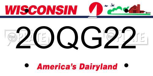 2OQG22 Wisconsin License Plate