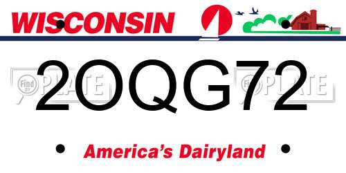 2OQG72 Wisconsin License Plate
