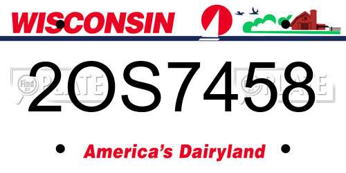 2OS7458 Wisconsin License Plate