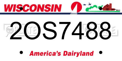 2OS7488 Wisconsin License Plate