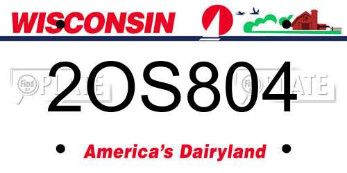 2OS804 Wisconsin License Plate