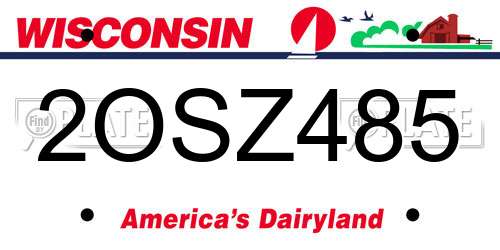 2OSZ485 Wisconsin License Plate