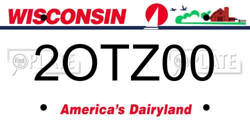 2OTZ00 Wisconsin License Plate