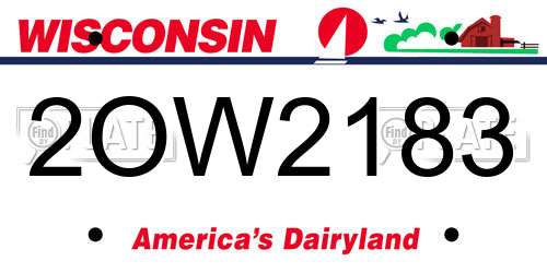 2OW2183 Wisconsin License Plate