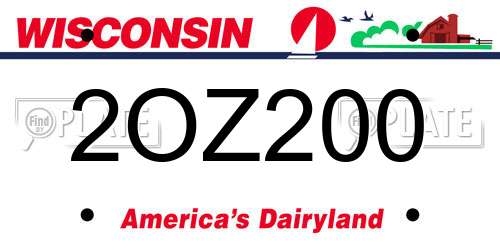 2OZ200 Wisconsin License Plate