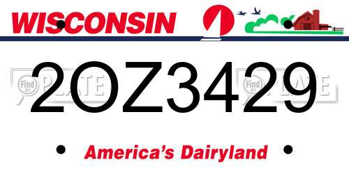 2OZ3429 Wisconsin License Plate