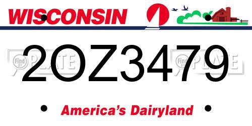 2OZ3479 Wisconsin License Plate