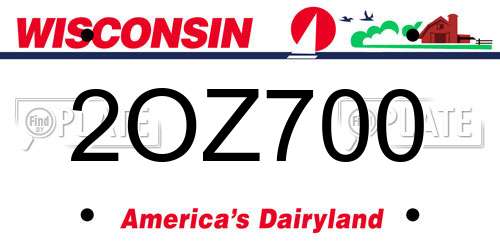 2OZ700 Wisconsin License Plate