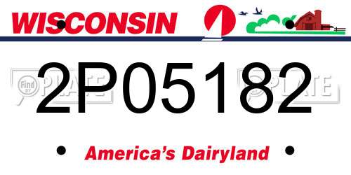 2P05182 Wisconsin License Plate