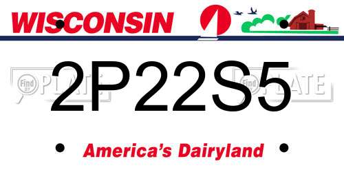 2P22S5 Wisconsin License Plate
