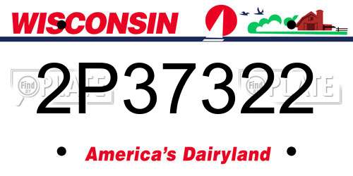 2P37322 Wisconsin License Plate
