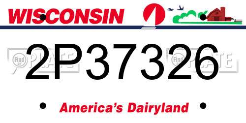2P37326 Wisconsin License Plate