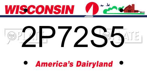 2P72S5 Wisconsin License Plate