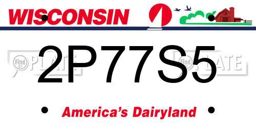 2P77S5 Wisconsin License Plate
