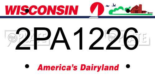 2PA1226 Wisconsin License Plate