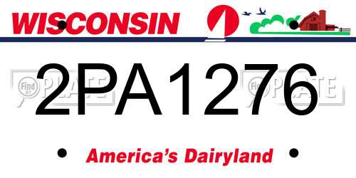 2PA1276 Wisconsin License Plate