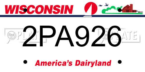 2PA926 Wisconsin License Plate