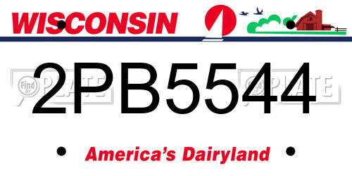 2PB5544 Wisconsin License Plate