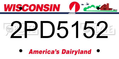 2PD5152 Wisconsin License Plate