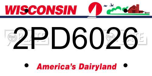 2PD6026 Wisconsin License Plate