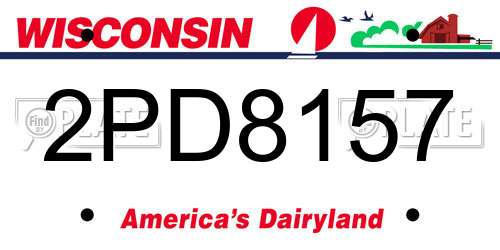 2PD8157 Wisconsin License Plate