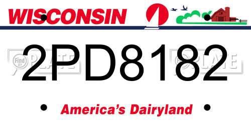 2PD8182 Wisconsin License Plate