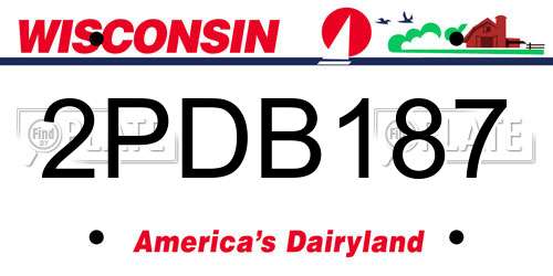 2PDB187 Wisconsin License Plate
