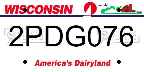 2PDG076 Wisconsin License Plate
