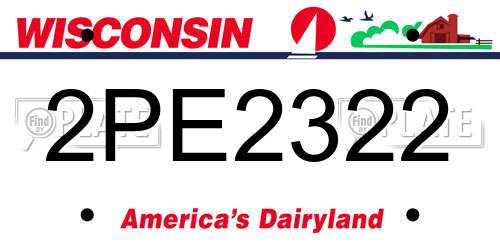 2PE2322 Wisconsin License Plate