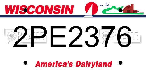 2PE2376 Wisconsin License Plate