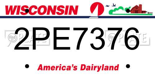 2PE7376 Wisconsin License Plate