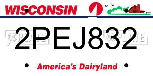 2PEJ832 Wisconsin License Plate