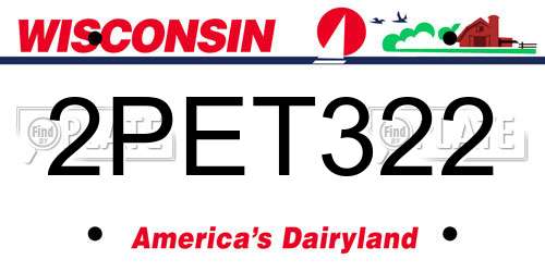 2PET322 Wisconsin License Plate