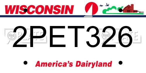 2PET326 Wisconsin License Plate
