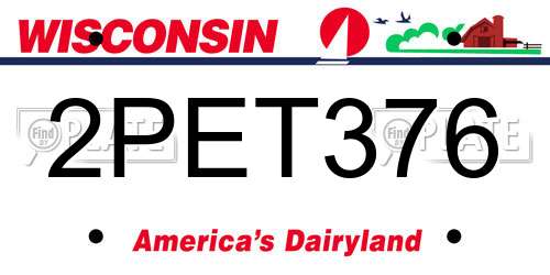 2PET376 Wisconsin License Plate
