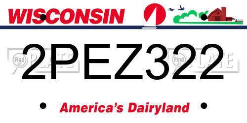 2PEZ322 Wisconsin License Plate