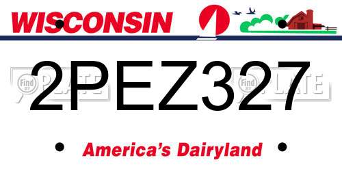 2PEZ327 Wisconsin License Plate