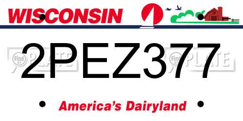 2PEZ377 Wisconsin License Plate