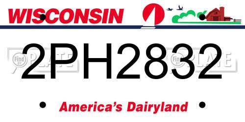 2PH2832 Wisconsin License Plate