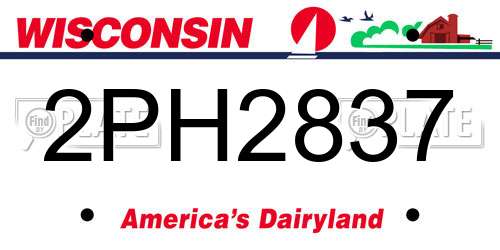 2PH2837 Wisconsin License Plate