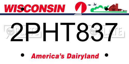 2PHT837 Wisconsin License Plate
