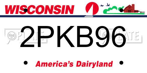 2PKB96 Wisconsin License Plate